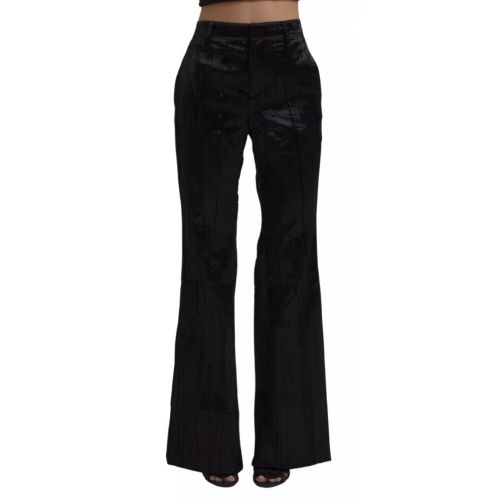 Dsquared² Black Viscose Super Flare High Waist Women's Pants